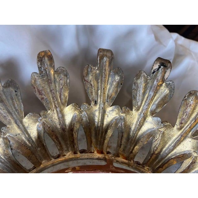 Gilt Iron Sunburst Ceiling Mount Light Fixture by Myanmar Home For Sale In Los Angeles - Image 6 of 14