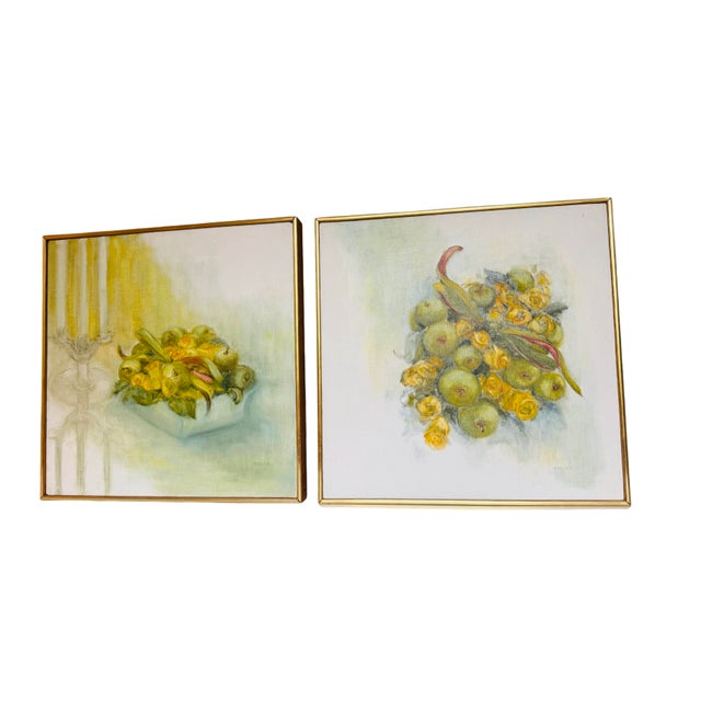 Monet Signed Dorothy Malan Original Floral Still Life Paintings – Matched Pair | Michigan Artist | Vintage Impressionist Artwork | Gold & Wood Frames For Sale - Image 4 of 12