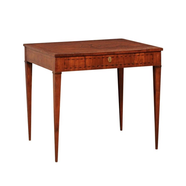 Early 19th Century Italian Occasional Table or Small Desk with Floral Medallion Inlay For Sale - Image 12 of 12