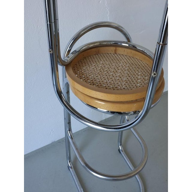Wood Tubular Chrome and Cane Bar Stools, 1970s, Set of 2 For Sale - Image 7 of 9