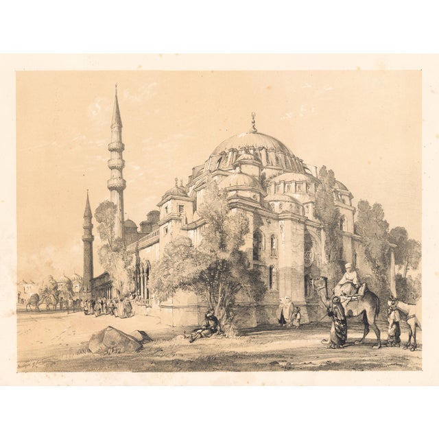 1838 Lithograph of Constantinople "Mosque of Suleymania" (Süleymaniye) by John Frederick Lewis For Sale