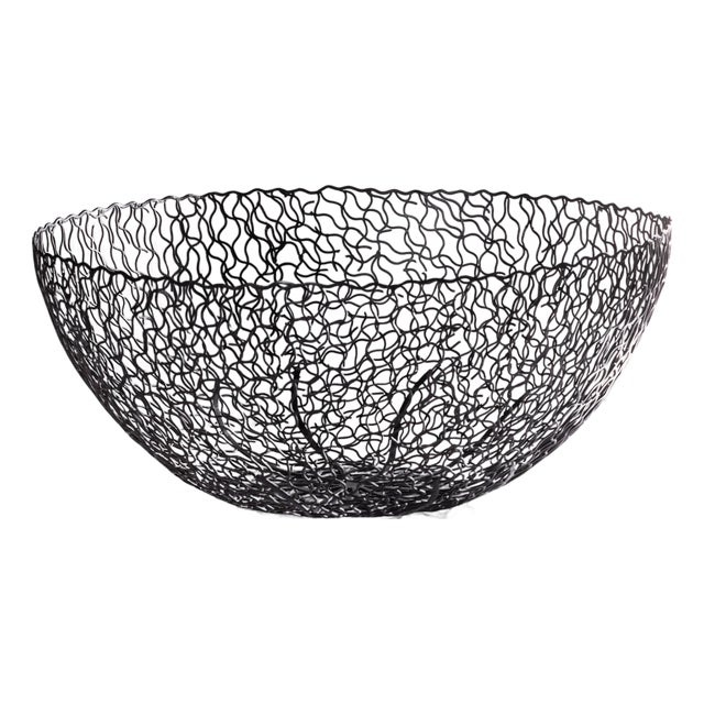 Seaflower Design Decorative Wrought Iron Bowl, 22.5" x 10" For Sale