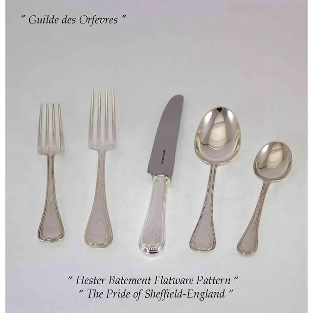 New Sheffield Finest Hester Bateman Pattern Flatware Set for 12- 76 Pieces For Sale - Image 4 of 12