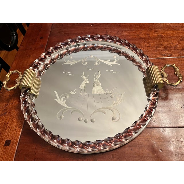 Mid 20th Century 1940s Venetian Murano Style Dresser Tray For Sale - Image 5 of 8