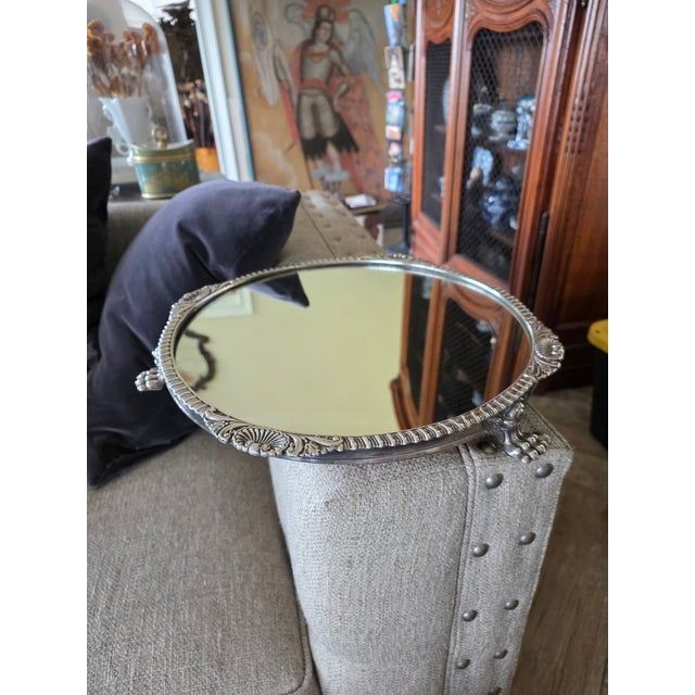 Antique Sheffield Silverplated Plateau Mirror Tray For Sale In San Antonio - Image 6 of 7