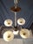 1950s Chrome Metal Chandelier with Five Pale Yellow Opaline Shades, 1950s For Sale - Image 5 of 7