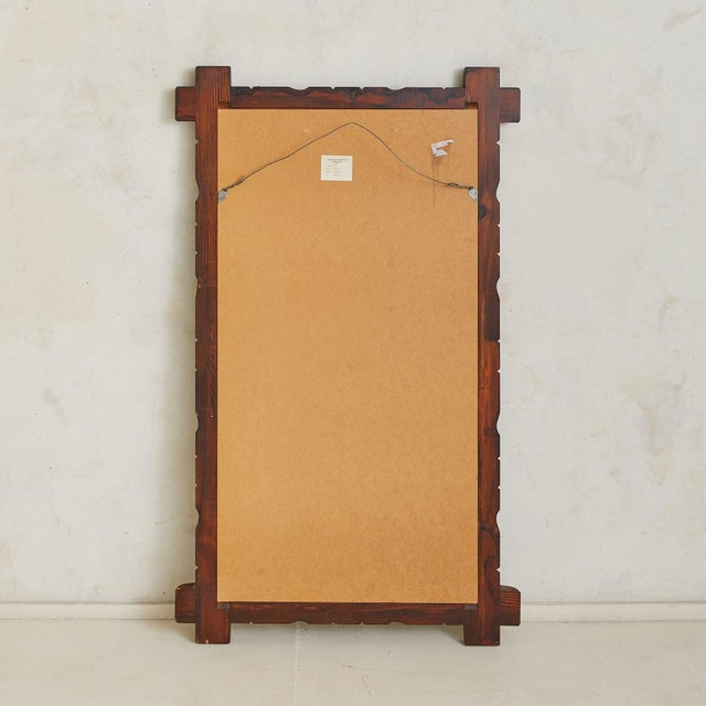 Brown Swedish Pine Wall Mirror by Glas Mäster Markaryd No. 01, 1970s For Sale - Image 8 of 9