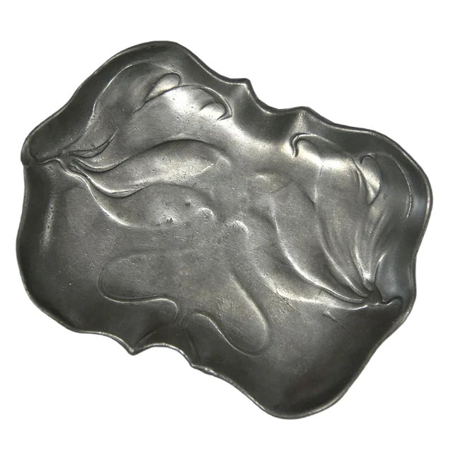 Antique Art Nouveau Pewter Dish from Walter Scherf & Co For Sale