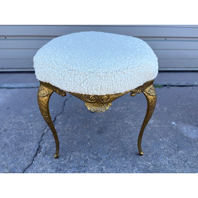 1950s 1950s Pair of Italian Chiavari Brass Ottomans For Sale - Image 5 of 12