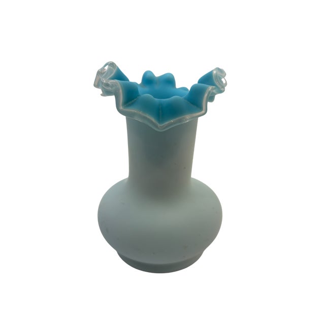 Blue Late 19th Century Blue Art Glass Vase For Sale - Image 8 of 14