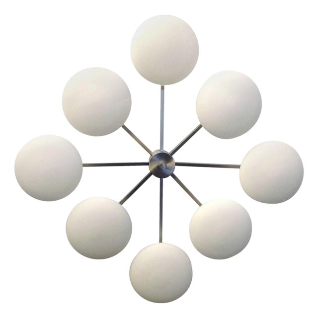 21st Century Otto Satin Nickel Matte White Murano Glass Flush Mount by Fabio LTD For Sale