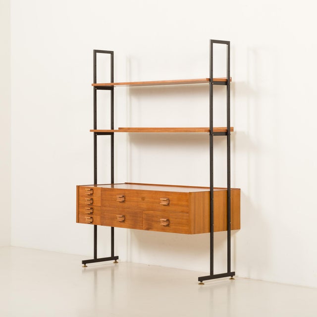 Italian Free Standing Shelving Unit with Drawers, 1970s For Sale - Image 4 of 12