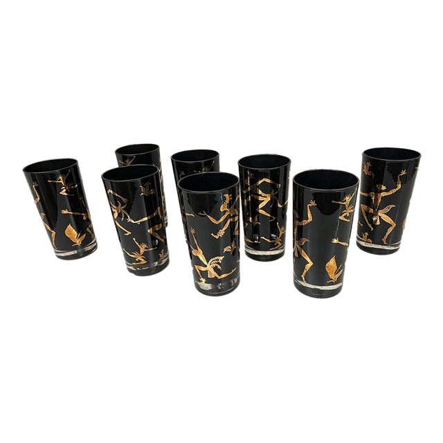 1950s Mid-Century Modern Federal Glasses Josephine Baker - Set of 8 For Sale