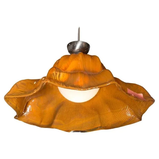 1960s Orange Venini Murano "Hat" Style Pendant by Toni Zuccheri For Sale - Image 13 of 13