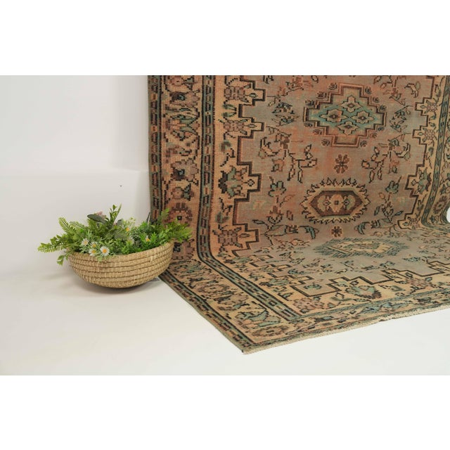 Brown 1970s Vintage Turkish Handmade Wool Cotton Brown Area Rug For Sale - Image 8 of 12
