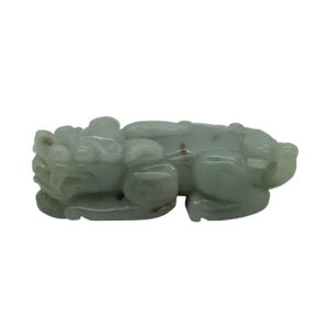 Hand Carved Chinese Natural Jade Pixiu Pendant Fengshui Figure