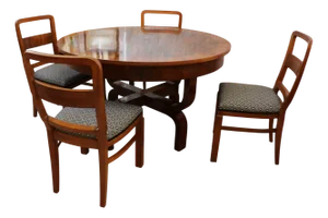 Art Deco Dining Table with Chairs by Jindřich Halabala for Up Závody, 1920s, Set of 5