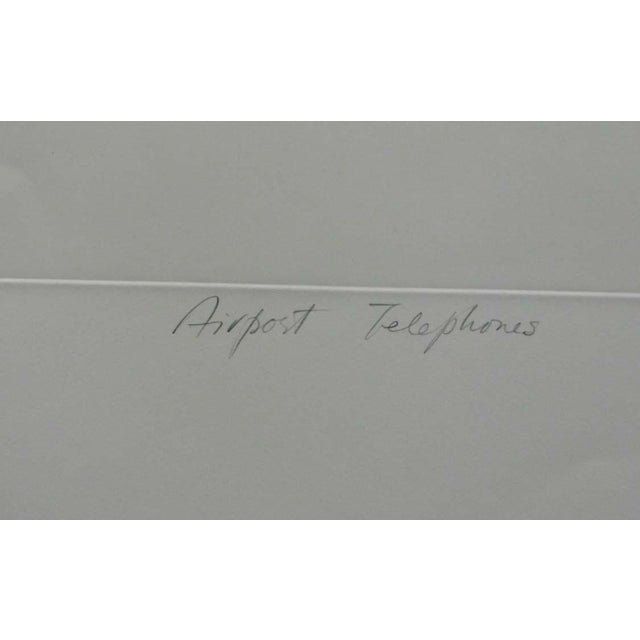 William Papas "Airport Telephones" Signed Numbered Hand Colored Etching #54/100 For Sale - Image 4 of 7