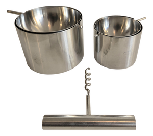 Cylinda Ashtray by Arne Jacobsen and Corkscrew by Peter Holmblad for Stelton, 1960s, Set of 3