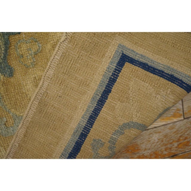 Beige 1880s Beige Blue Traditional Antique Chinese Peking Rug 7'9" X 8'1" Wool Square For Sale - Image 8 of 10