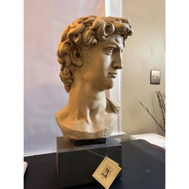 Ivory Late 20th Century Large Michelangelo David Bust Sculpture by House Parts Inc. Atlanta With Original Tag For Sale - Image 8 of 10