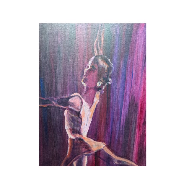 Mid-Century Modern Vintage Original Ballerina Painting For Sale - Image 3 of 4