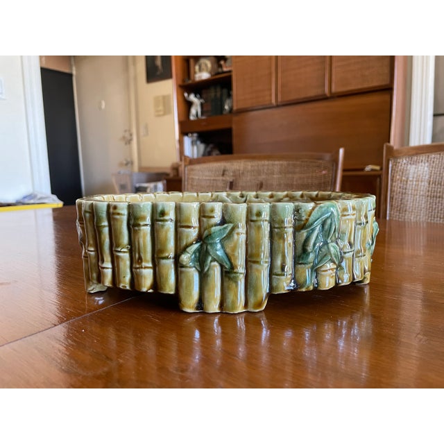 Ceramic Mid-Century Bamboo Ceramic Planter For Sale - Image 7 of 10