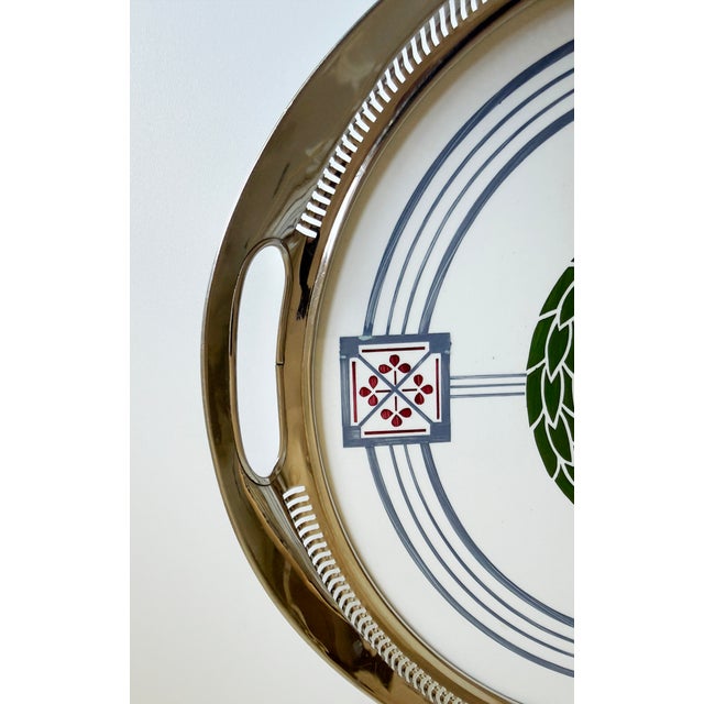 Secessionist Porcelain & Nickel Serving Tray, Early 1900s For Sale - Image 10 of 13