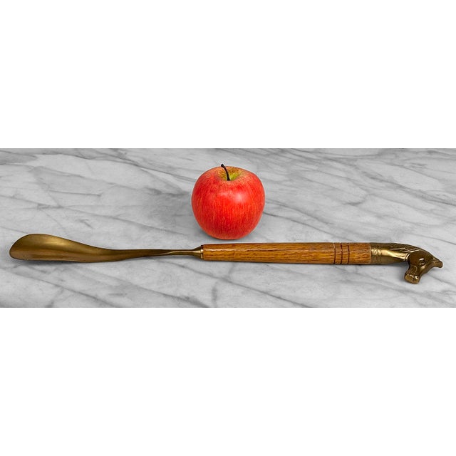 A Traditional Equestrian Brass & Oak Horse Head Shoe Horn, c.1970's - Pairs Nicely with Many Traditional & Eclectic...