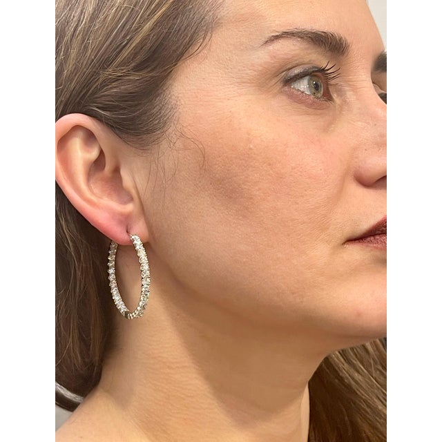 7.68 Carat Diamond Inside Out Hoop Gala Cocktail Earrings in 14 Karat White Gold A fabulous pair of earrings with an...