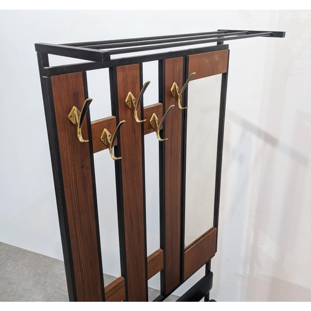 Mid-Century Modern Coat Rack with Storage Chest and Mirror 1960s For Sale - Image 4 of 8
