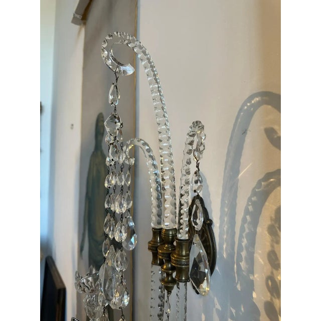Set of Four Georgian Finely Cut Crystal Wall Sconces For Sale - Image 9 of 12
