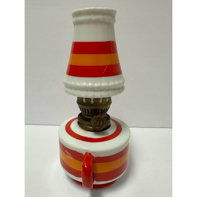 Vintage 1960s/1970s Ceramic Striped Oil Lantern For Sale - Image 4 of 7