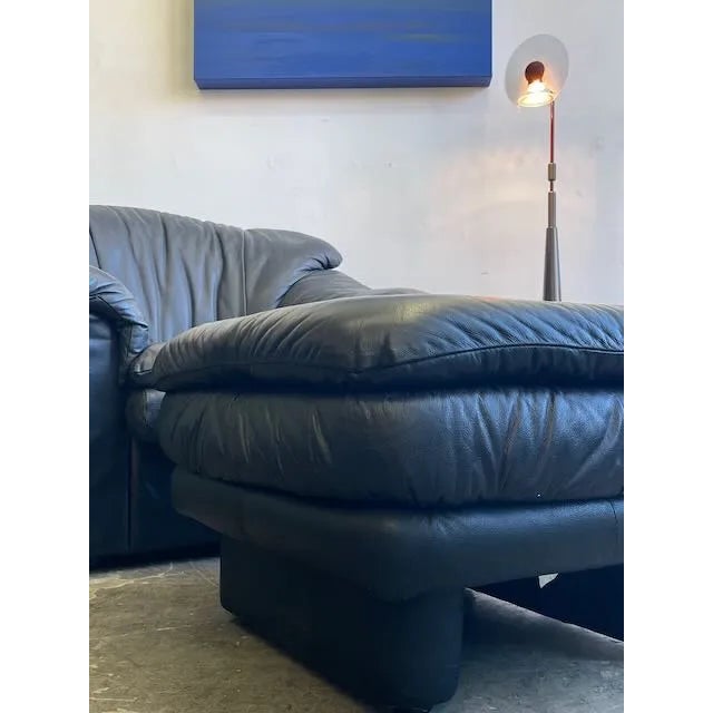 1990s Postmodern Italian Black Lounge Chair & Ottoman For Sale - Image 5 of 8
