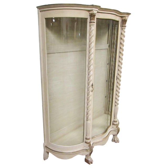 French Mid 20th Century French Curved Glass Curio Cabinet For Sale - Image 3 of 7