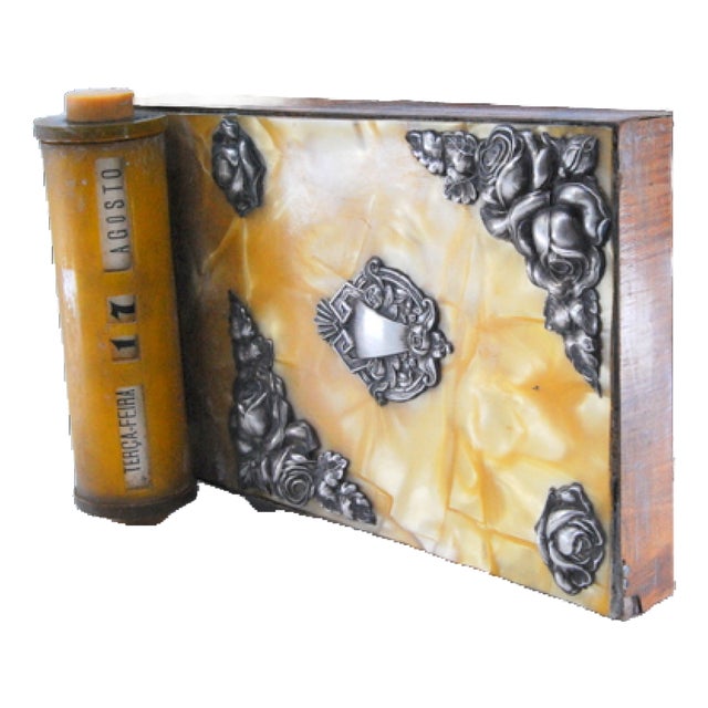 Wooden and Bakelite Notepad Holder with Silver Applications For Sale