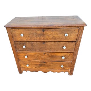 Refinished Victorian Cottage Pine Chest For Sale