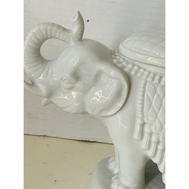 1970s Vintage Porcelain Andrea by Sadek Elephant Jar With Cover For Sale - Image 4 of 7