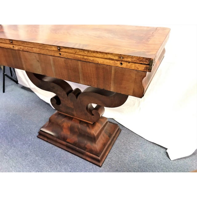Antique 19th Century Empire Burl Wood Flip Top Game Table With Storage For Sale - Image 9 of 12