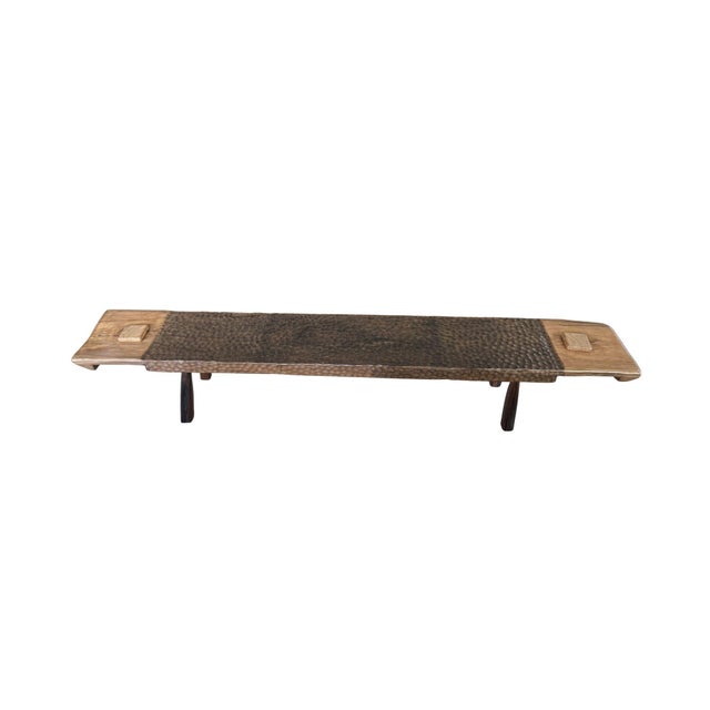Sculptural Teak Wood Long Bench Stunning Wood Textures, Modern Organic For Sale - Image 4 of 10