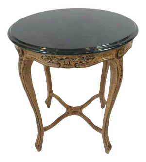 French Style Faux Painted Round Side Table