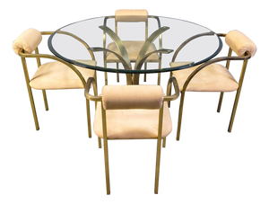 Vintage Brass Dining Table and Chairs from Belgochrom, 1970s, Set of 5