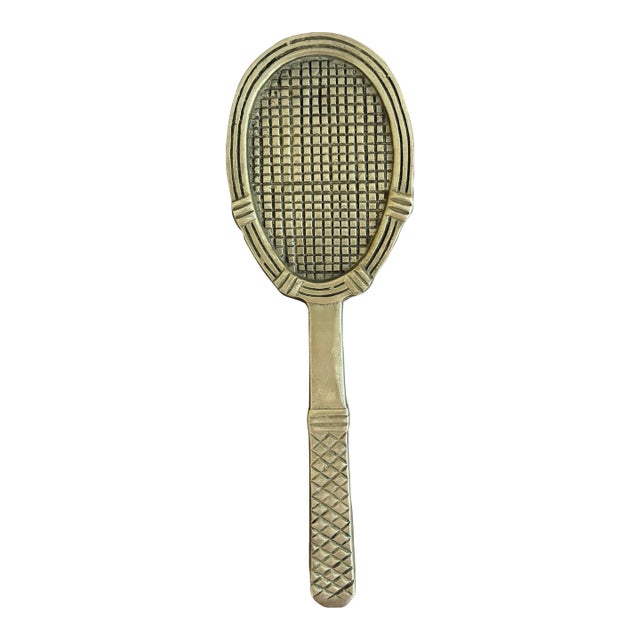 Late 20th Century Cast Brass Tennis Racket Door Knocker For Sale