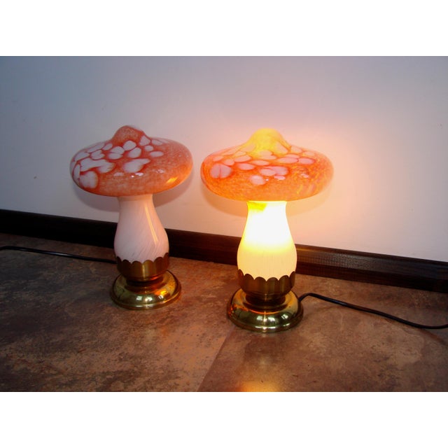 Mid-Century Modern Vintage Mushrooms Table Lamps, 1980s, Set of 2 For Sale - Image 3 of 10