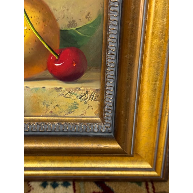 Paint Carle Shi Cherries and a Pear Oil Painting, Signed For Sale - Image 7 of 12