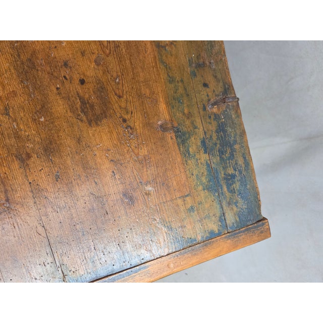 Antique 19th Century German or Austrian Original Blue Painted Pine Blanket Chest For Sale - Image 17 of 17