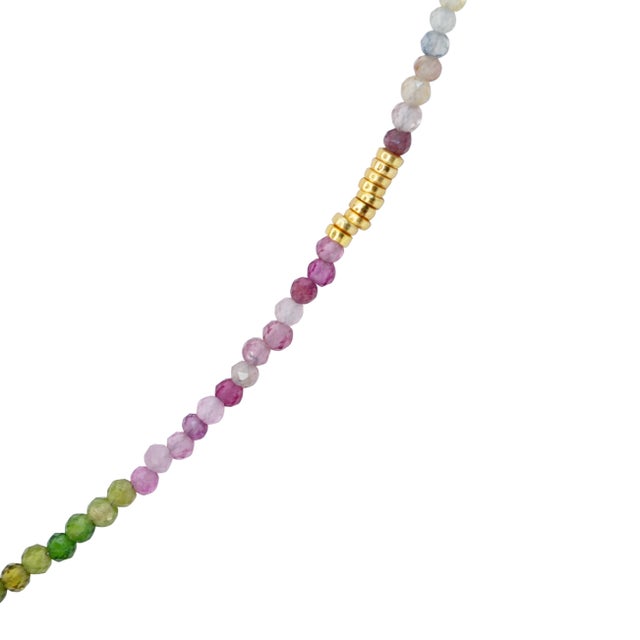 Tiny Rainbow Tourmaline Necklace 14k Gold For Sale - Image 4 of 7