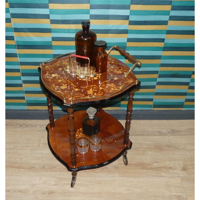 Mid-Century Modern Italian Wooden Bar Cart, 1960s For Sale - Image 3 of 11