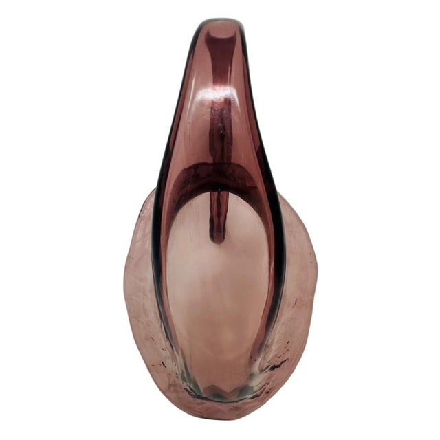 Vintage Amethyst Glass Swan Bowl | Mid Century Modern Hand Blown Art Glass Figurine | Purple Glass Candy Dish Trinket Bowl | Elegant Home Decor For Sale - Image 9 of 9