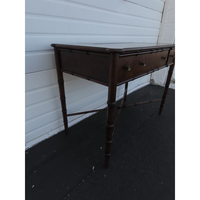 Hollywood Regency Henry Link Bali Hai Style Faux Bamboo Computer Desk 6438a For Sale - Image 13 of 16